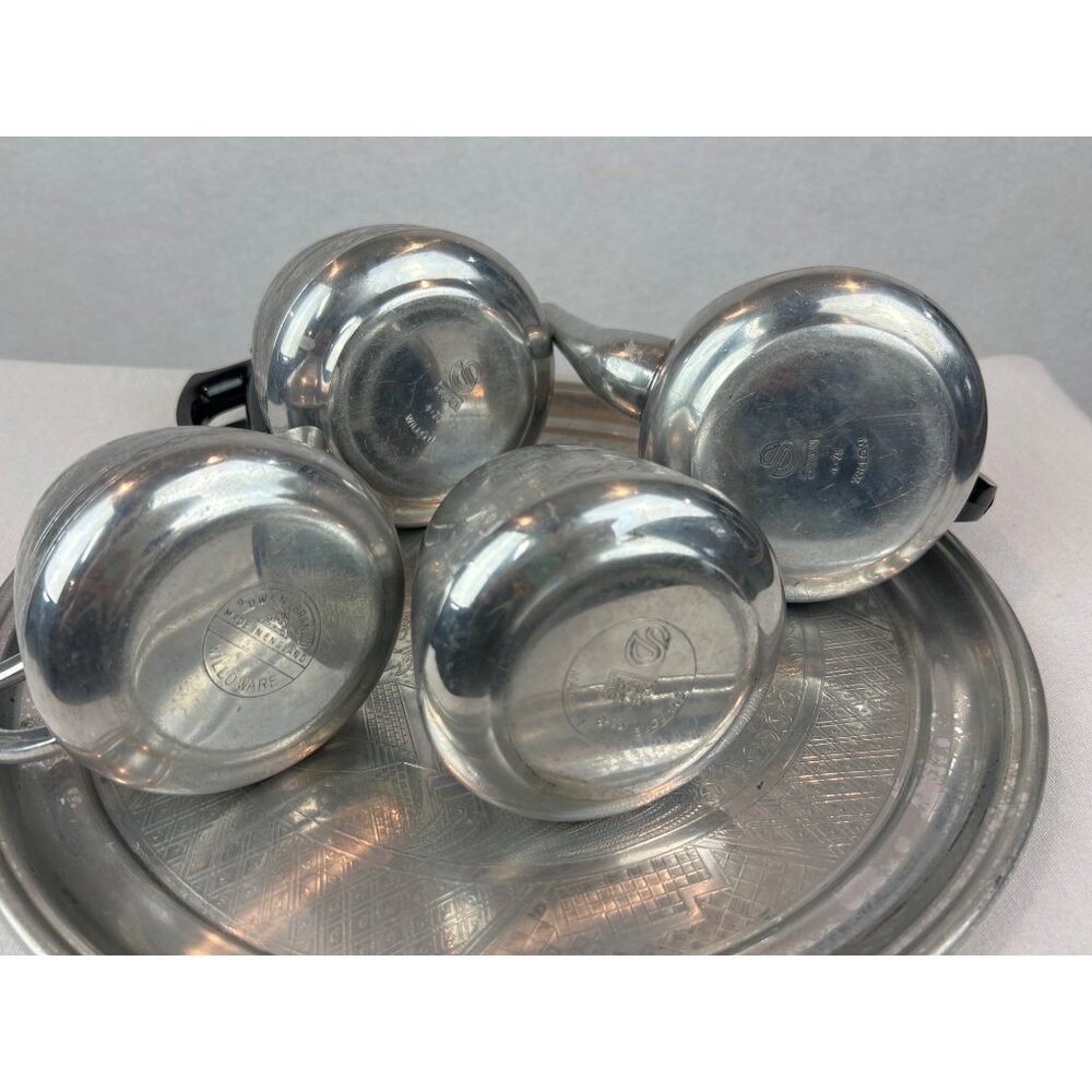 Vintage Swan Brand Willoware Aluminum Tea Set Tray Asian Landscape - Picture 5 of 12